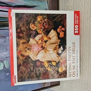 1999 Hoyle Usa SITTING PRETTY Girl Bear Jigsaw Puzzle 550 Piece NEW Box